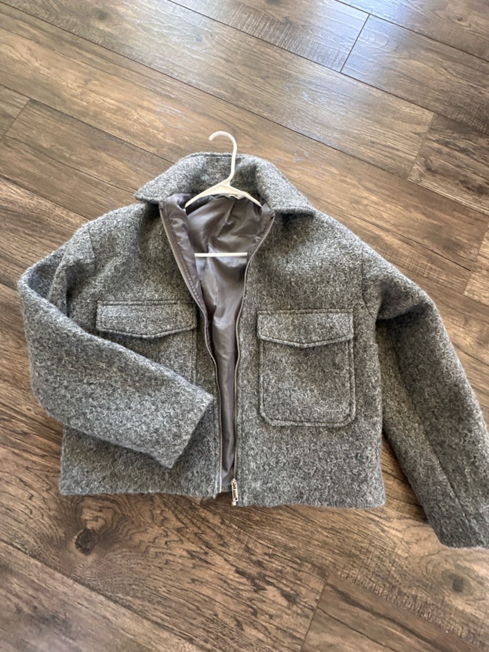 Gray sherpa-kind Zip Jacket